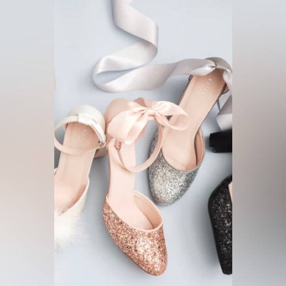 Kailee P Rose Gold Rock Glitter Ankle Strap Flats size 8 - Picture 7 of 7